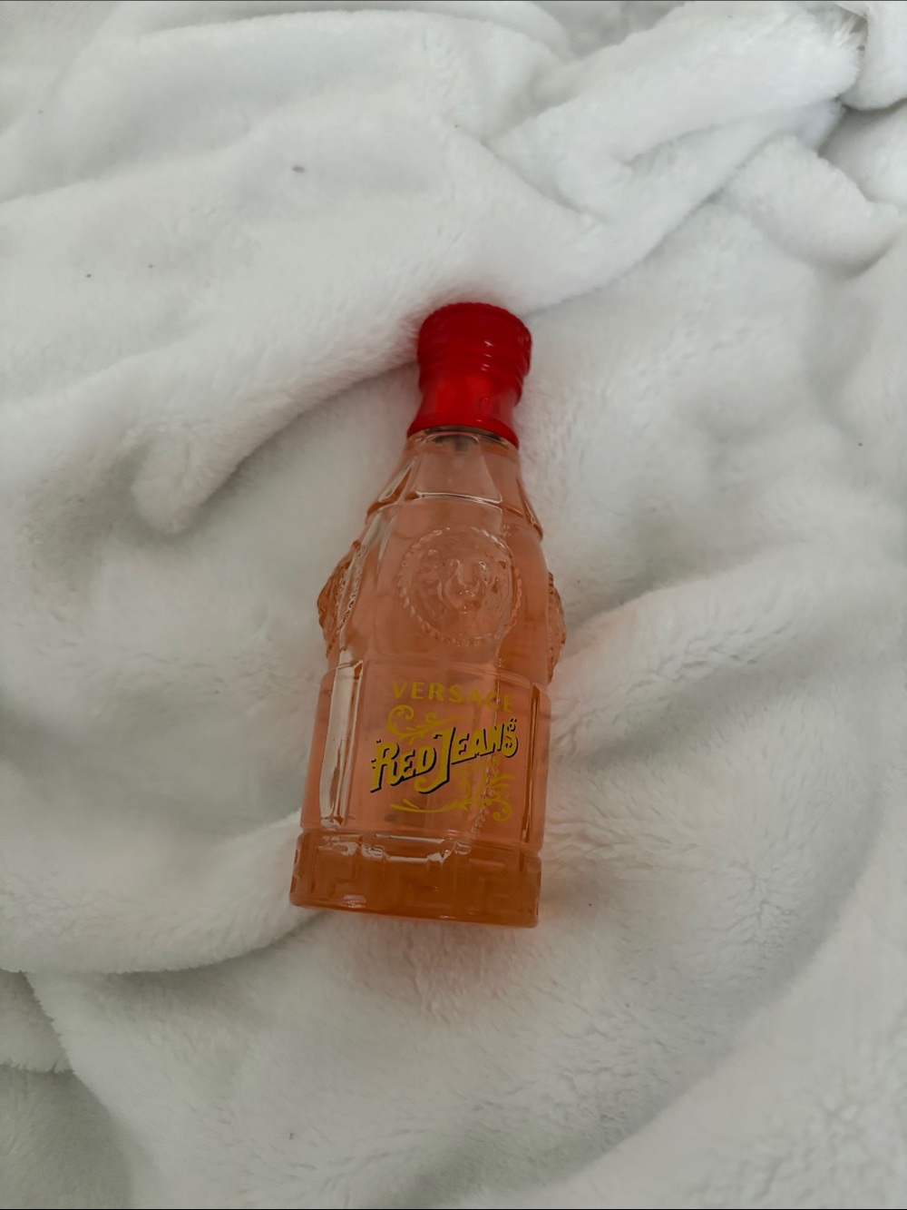 Versace Red Jeans Body Wash Bottle in Red and Orange